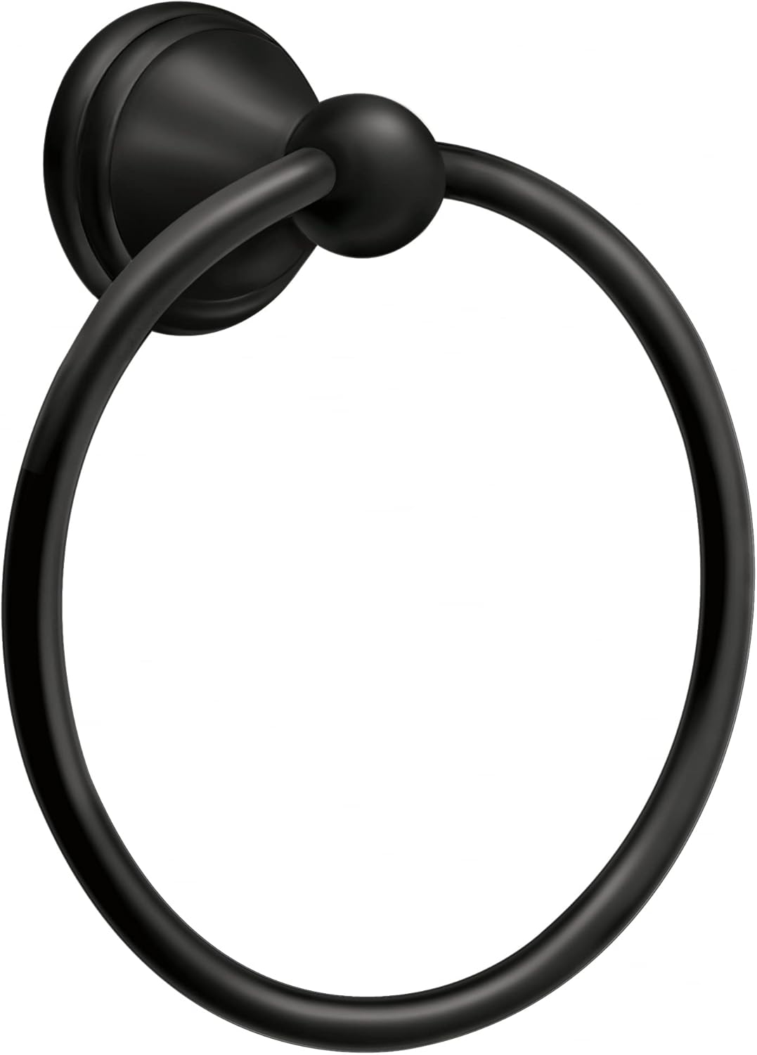 Moen Preston Matte Black 7-inch Bathroom Hand Towel Ring, Wall Mounted Hanger, DN8486BL