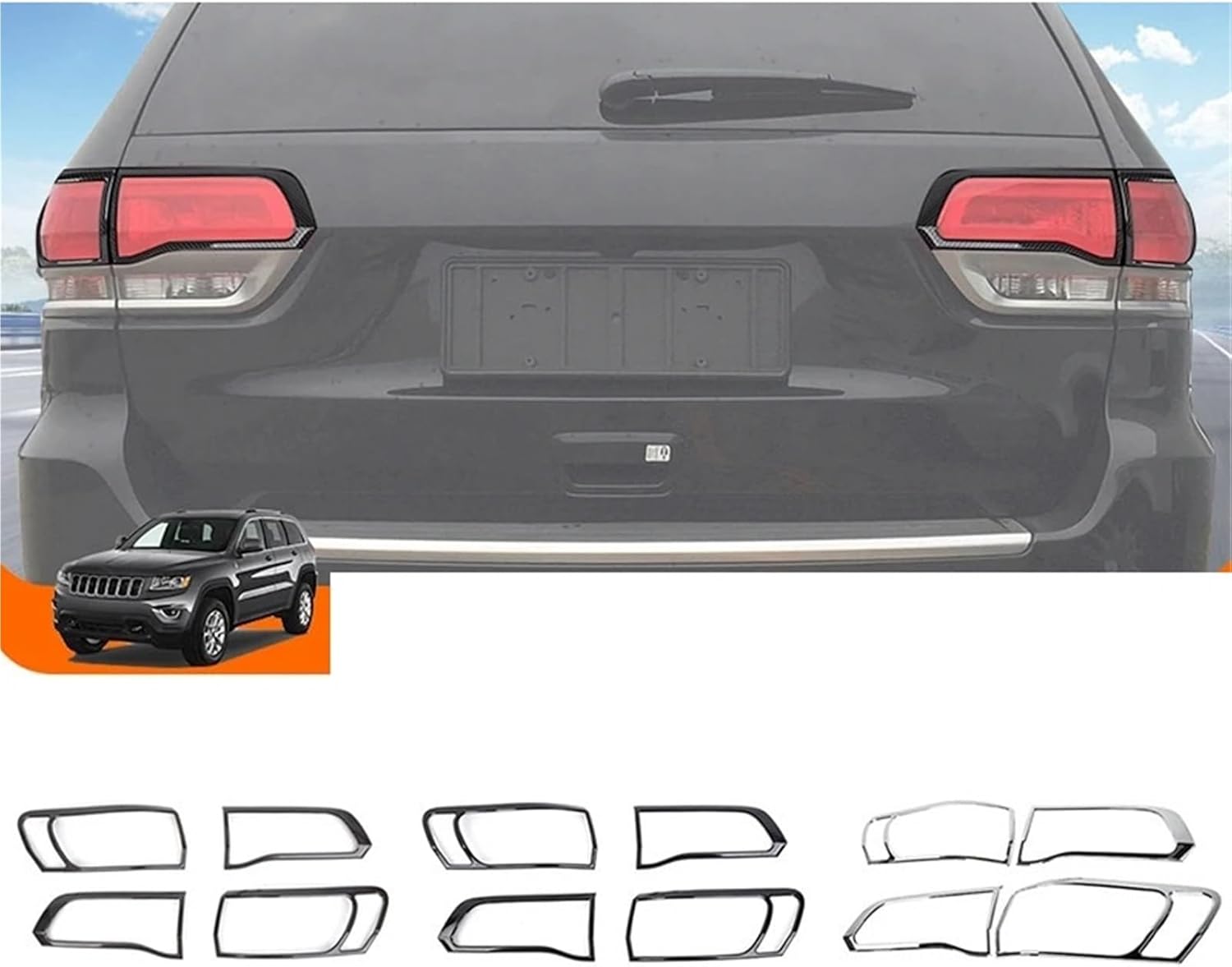 ABS Car Rear Tail Light Lamp Taillight Decoration Cover Trim Compatible For Jeep Grand Cherokee 2014 2015 2016 2017 2018 2019 2020(Carbon Fiber Grain)