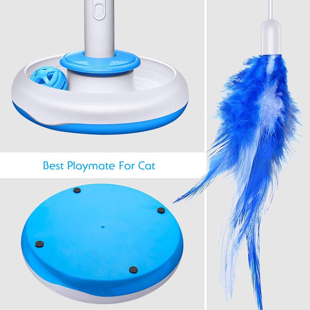 Jouet Interactif D'intérieur Pour Chat Jouets Électriques De Plumes De Chat Avec Plume Rotative À 360 ° Et Boule De Sonnerie Bâton De Chat De Taquinerie Automatique Pour La Chasse Au Chaton Chat