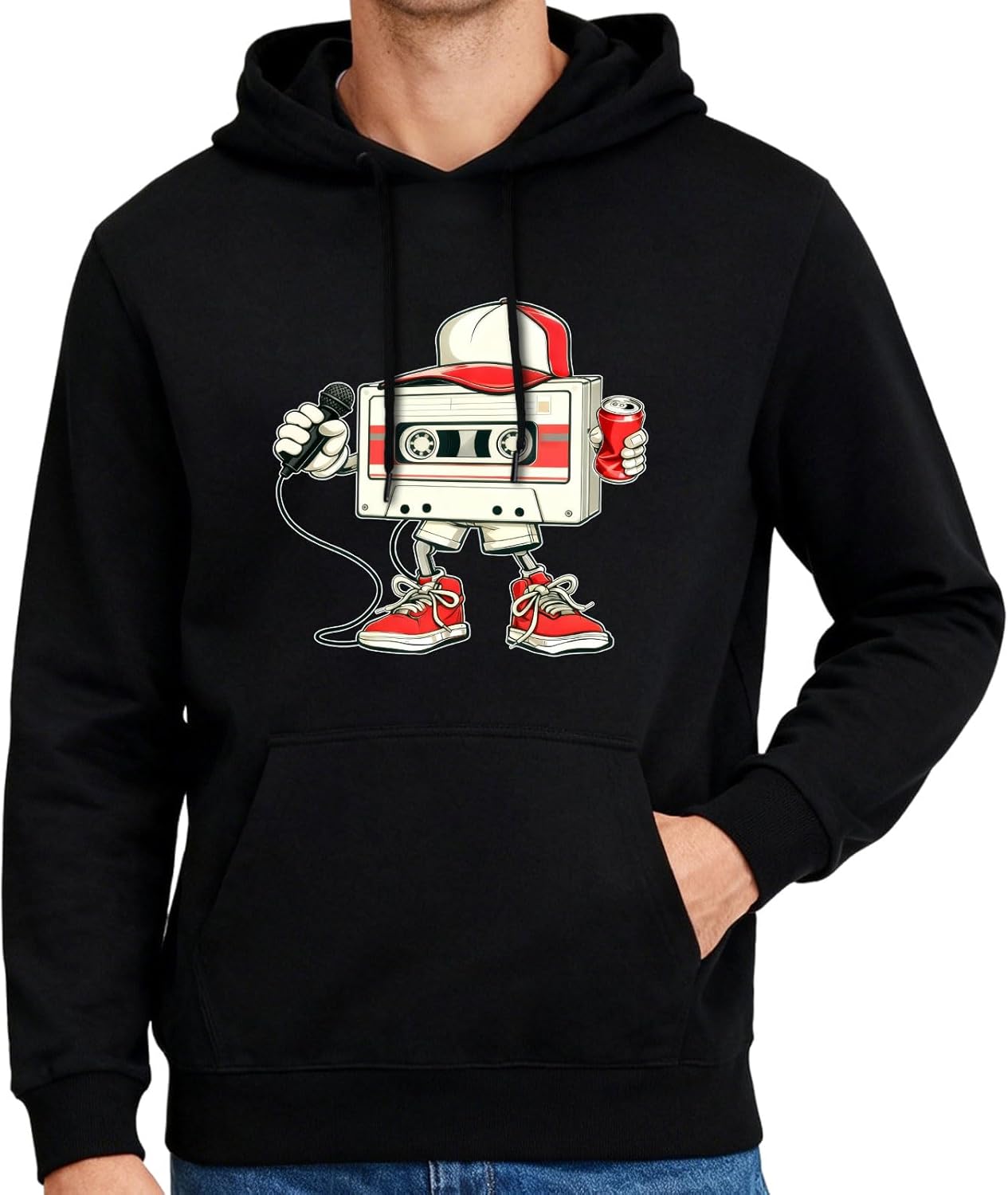 Black Hoodies for Men,Pullover Hoodie for Men,Loose Fit Polyester Pullover Sweatshirt for Men Women,Essentials Hoodie