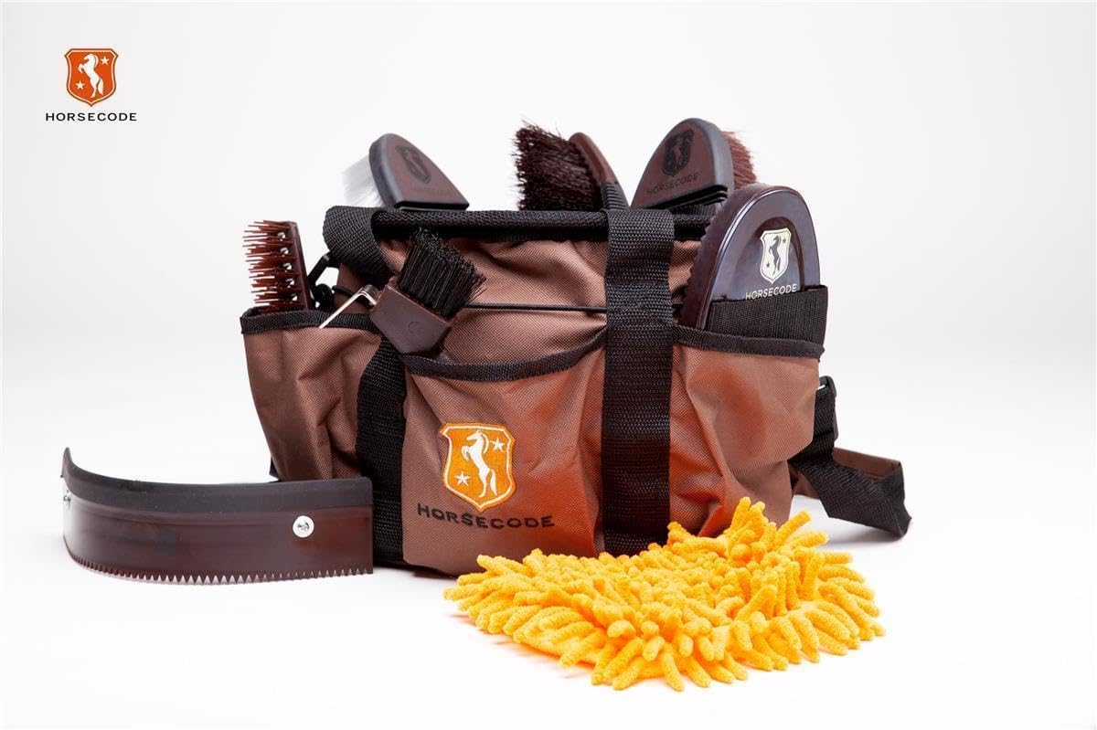 Putztasche mit Inhalt 9-teilig braun