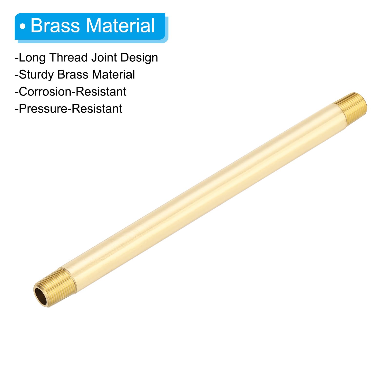 PATIKIL 1/8" X 1/8" NPT Male Brass Pipe Fitting Long Nipple, 5Pcs 3" Long Straight Pipe Fitting Connector Extender For Fuel, Air, Water, Oil, Gas System Connection, 1200PSI - View #5