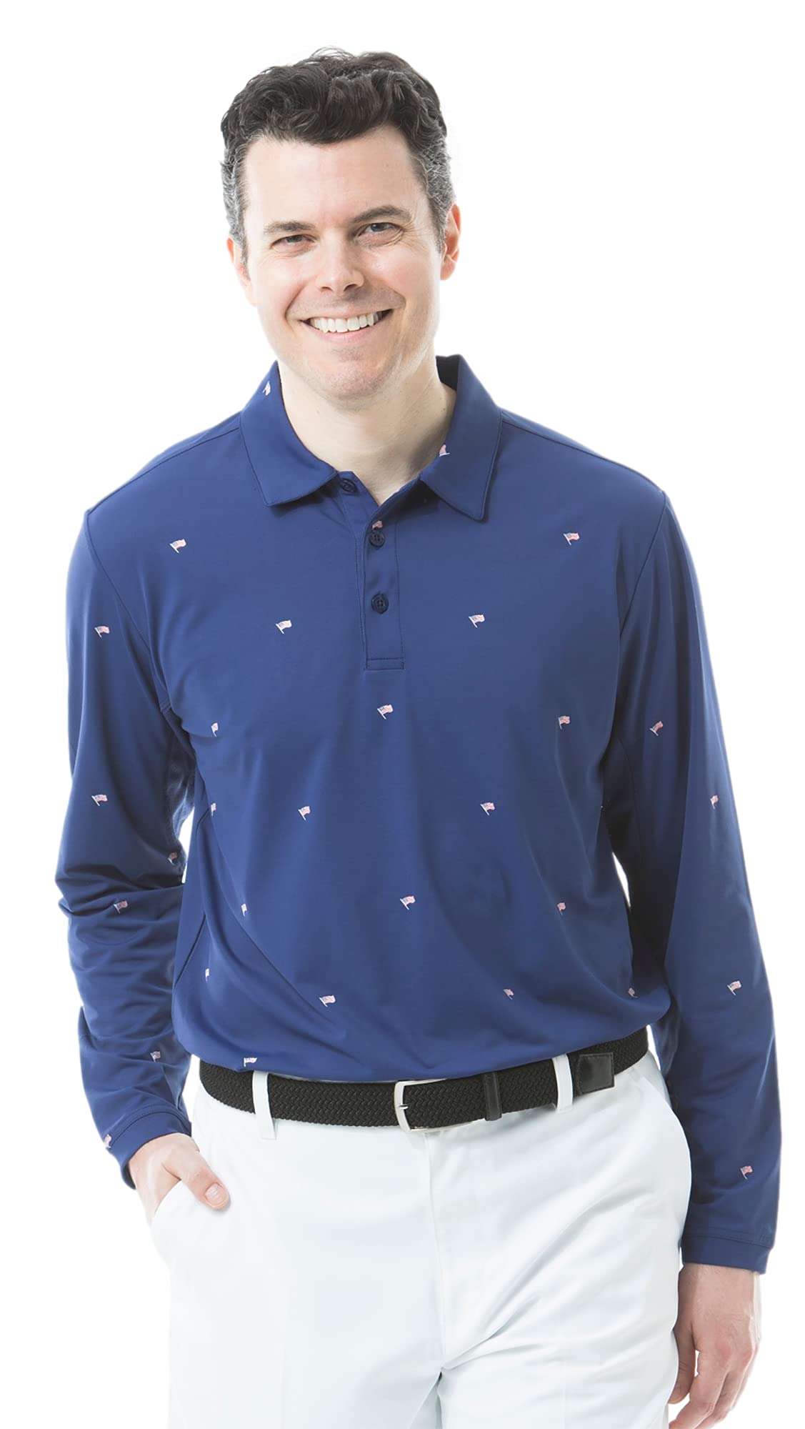 SanSoleilMen's Solcool Long Sleeve Print Polo