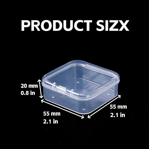 Miniatura 2 de LJY Caja cuadrada de plástico transparente de 48 piezas con tapas para artículos pequeños y otros proyectos de manualidades (2.1 x 2.1 x 0.8