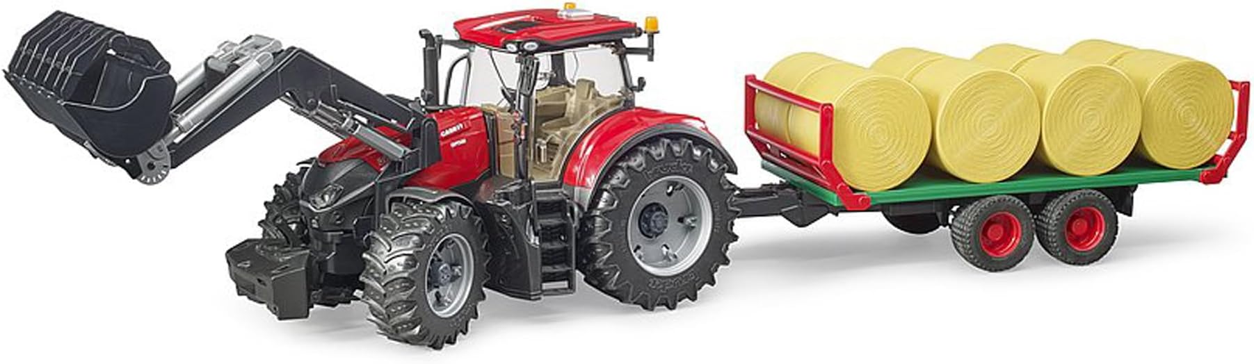 Case IH Optum 300CVX with Front Loader and Bale Trailer