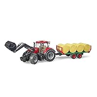 bruder 03198 - Case IH Optum 300CVX con caricatore frontale e rimorchio per trasporto balle