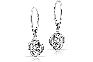 925 Sterling Silver Love Knot Flower Eternity Irish Celtic Design Dangle Earrings