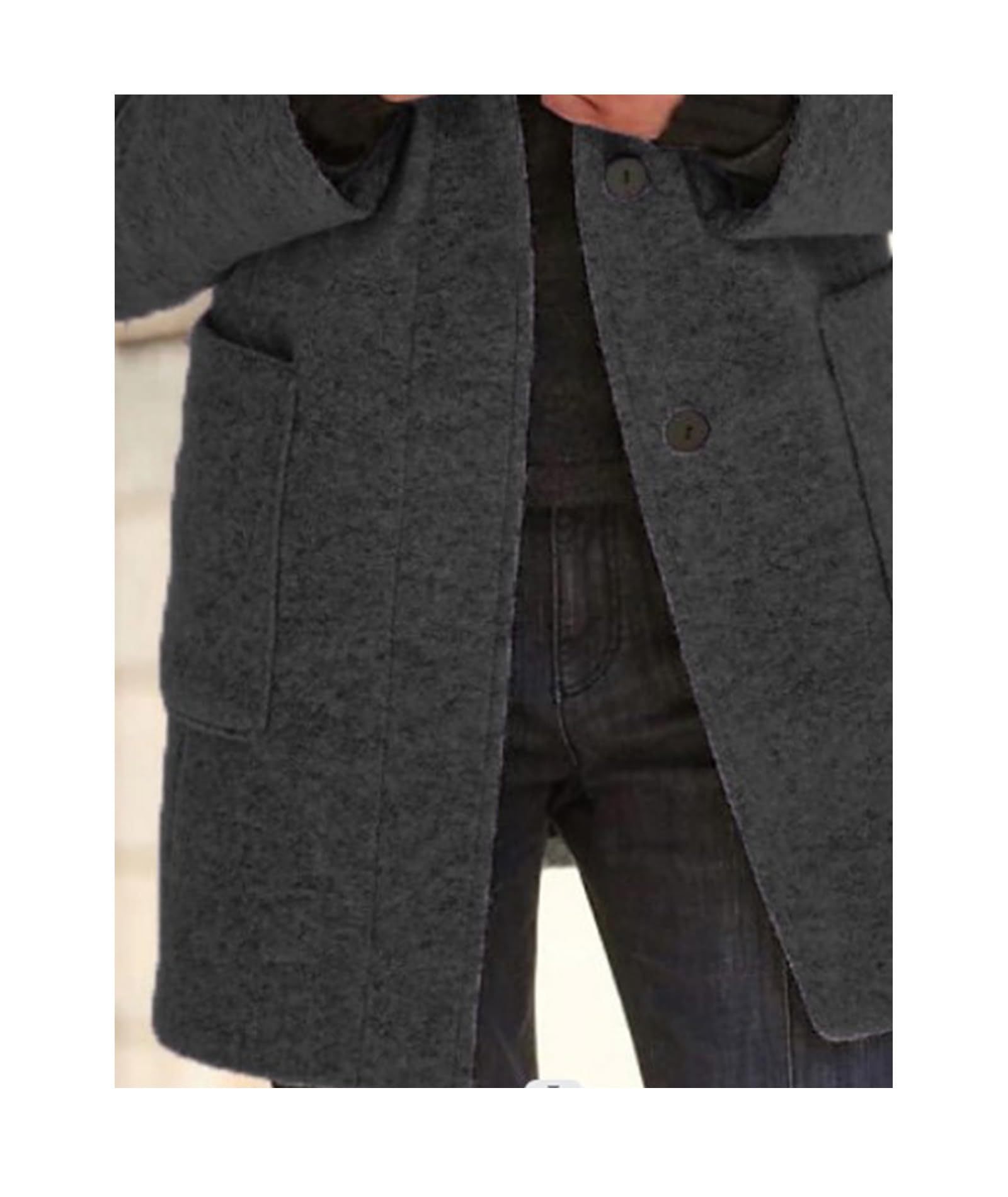 xxxiticat Cappotto da donna in misto lana monopetto caldo colletto alto lungo giacche blazer trench con tasche S-3XL