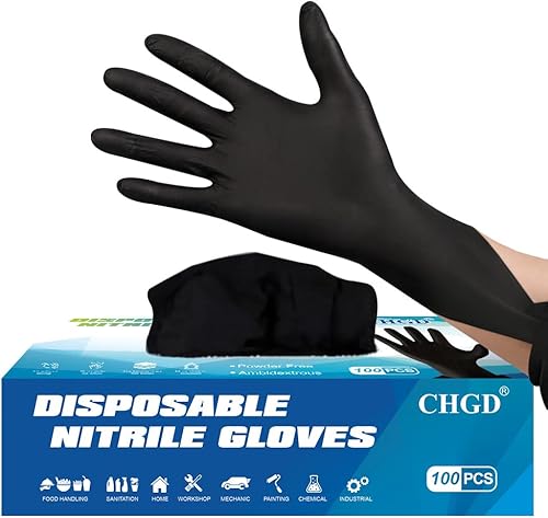 Miniatura 2 de CHGD Disposable Nitrile Gloves, Powder-Free, Latex-Free, Non-Sterile, Industrial, Food Safe, Medium, Large, XLarge