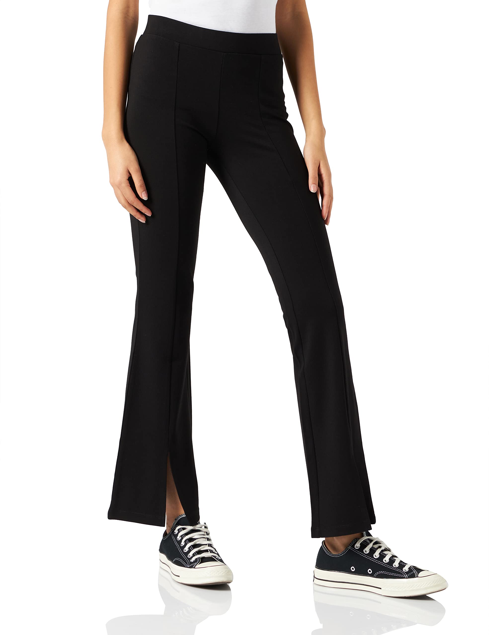 JDY Women's JDYPRETTY Flare Slit Pant JRS NOOS, Black, M/32