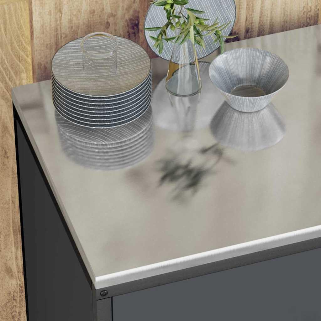 Küchenlager-Set 2-teilig aus Stahl, Küchenunterschrank mit Regalen und Türen, Moderner Vorratsschrank für die Küchenorganisation, 120 x 50 x 92 cm, Anthrazit
