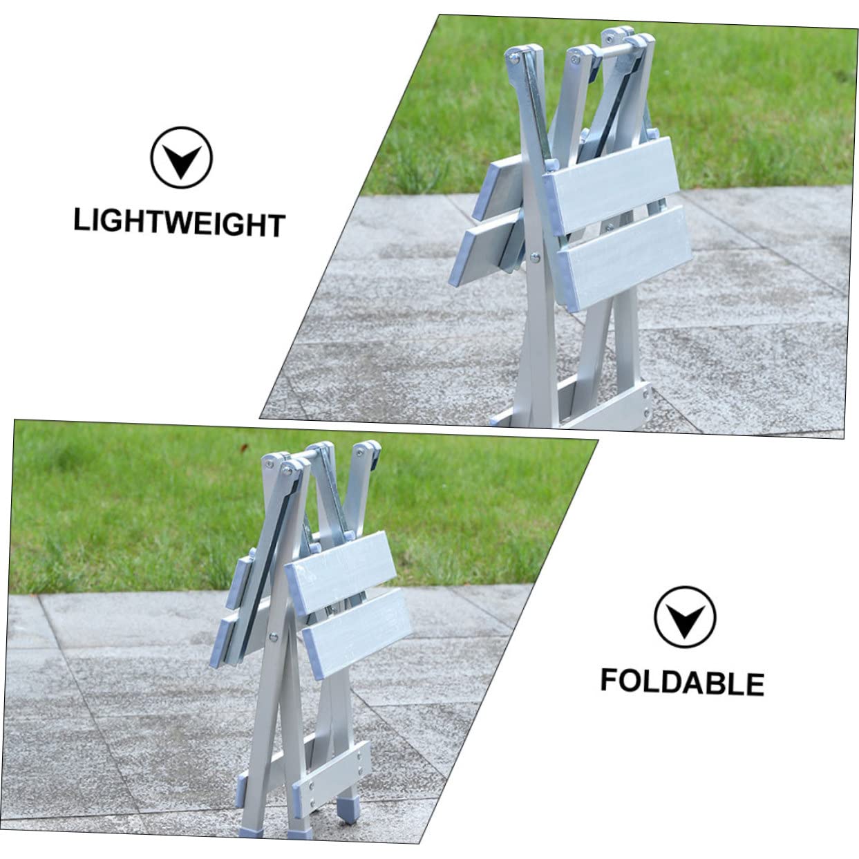 BESPORTBLE Sedia Pieghevole Superficie Liscia in Lega di Alluminio Argento Sgabello Portatile e Attività All'aperti per Campeggio e Picnic per Pesca