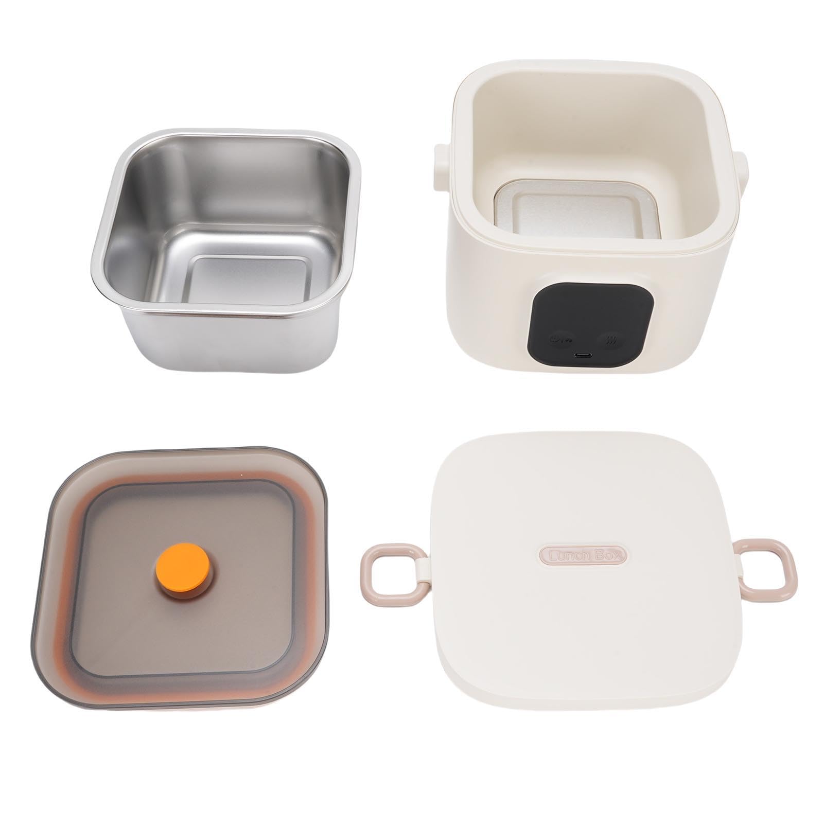 Cosiki Boîte à Déjeuner électrique sans Fil pour Enfants, Boîtes à Déjeuner Chauffées à Piles avec Doublure Amovible, Chauffe-plats Portable en Acier Inoxydable de 500 Ml pour les Tout-petits