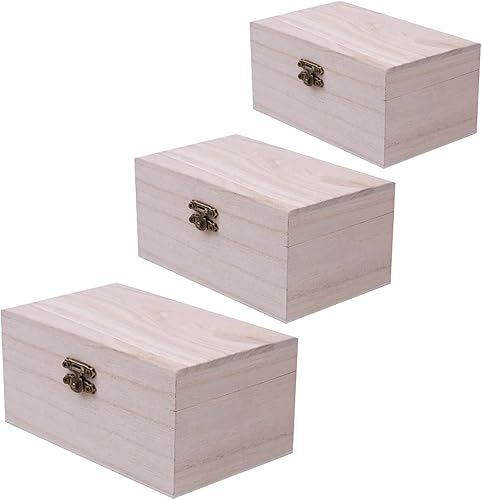 Miniatura 5 de Cajas de almacenamiento de madera con tapas, pequeña caja de almacenamiento de joyas y organizador para niñas 3
