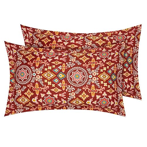 Image of Wakefit 100% Cotton Pillow Cover Set of 2 | 144 TC Soft & Breathable Pillow Cases | Standard Size 18 x 27 Inch | Skin Friendly, Durable Stitching & Gentle Machine Washable | Aloha Hibiscus