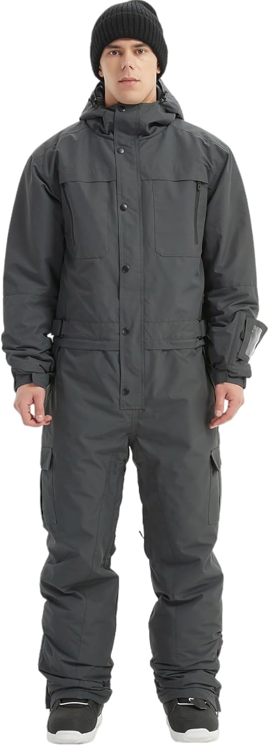 Mens One Piece Ski Suit Snowsuits Colorful Snowboard Jumpsuits Waterproof Hooded Warm Jackets Outdoor Winter