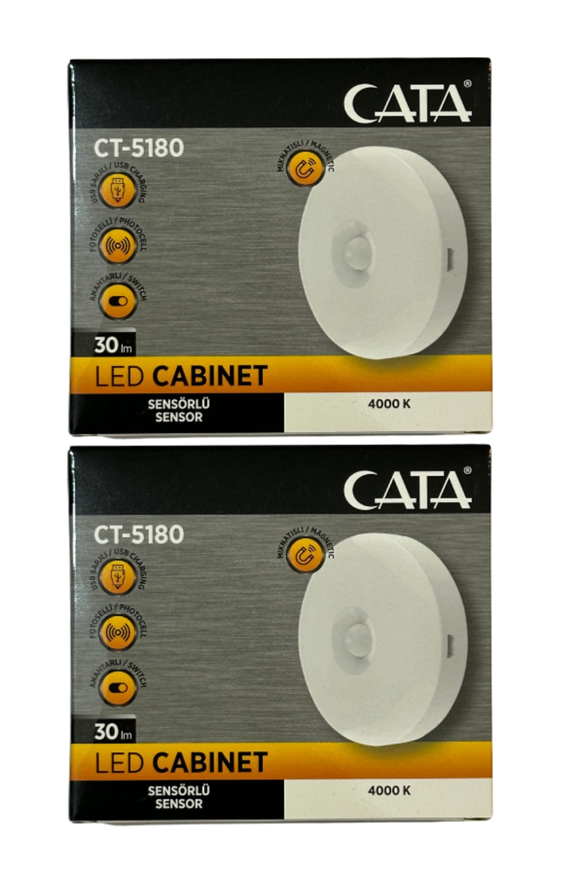 Cata CT-5180 4000K Mıknatıslı Kabin Led Aydınlatma, 30 lm, Sensörlü, 2 Adet