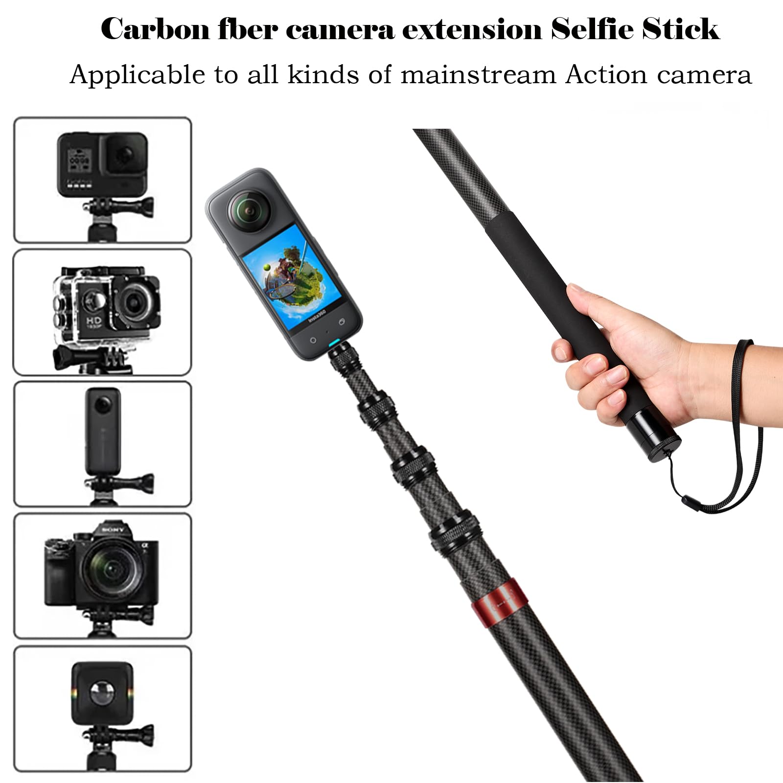 Amazon | Inksoon 45cm 118インチ/3.0mまで延長 超長カーボン
