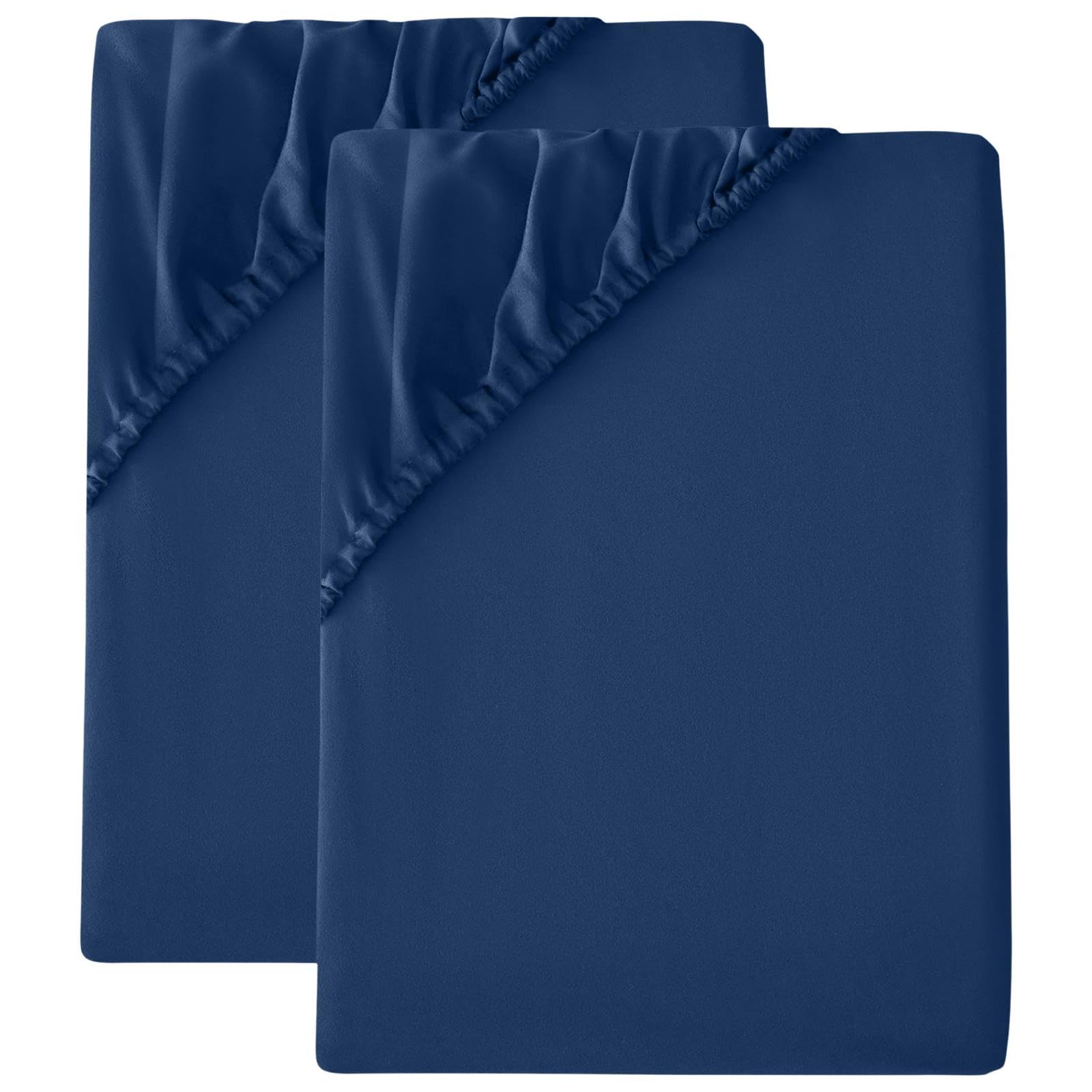 2 Pack Single Fitted Sheet (30cm) - Ultra Soft Microfibre Bed Sheets, Wrinkle-Resistant, E...