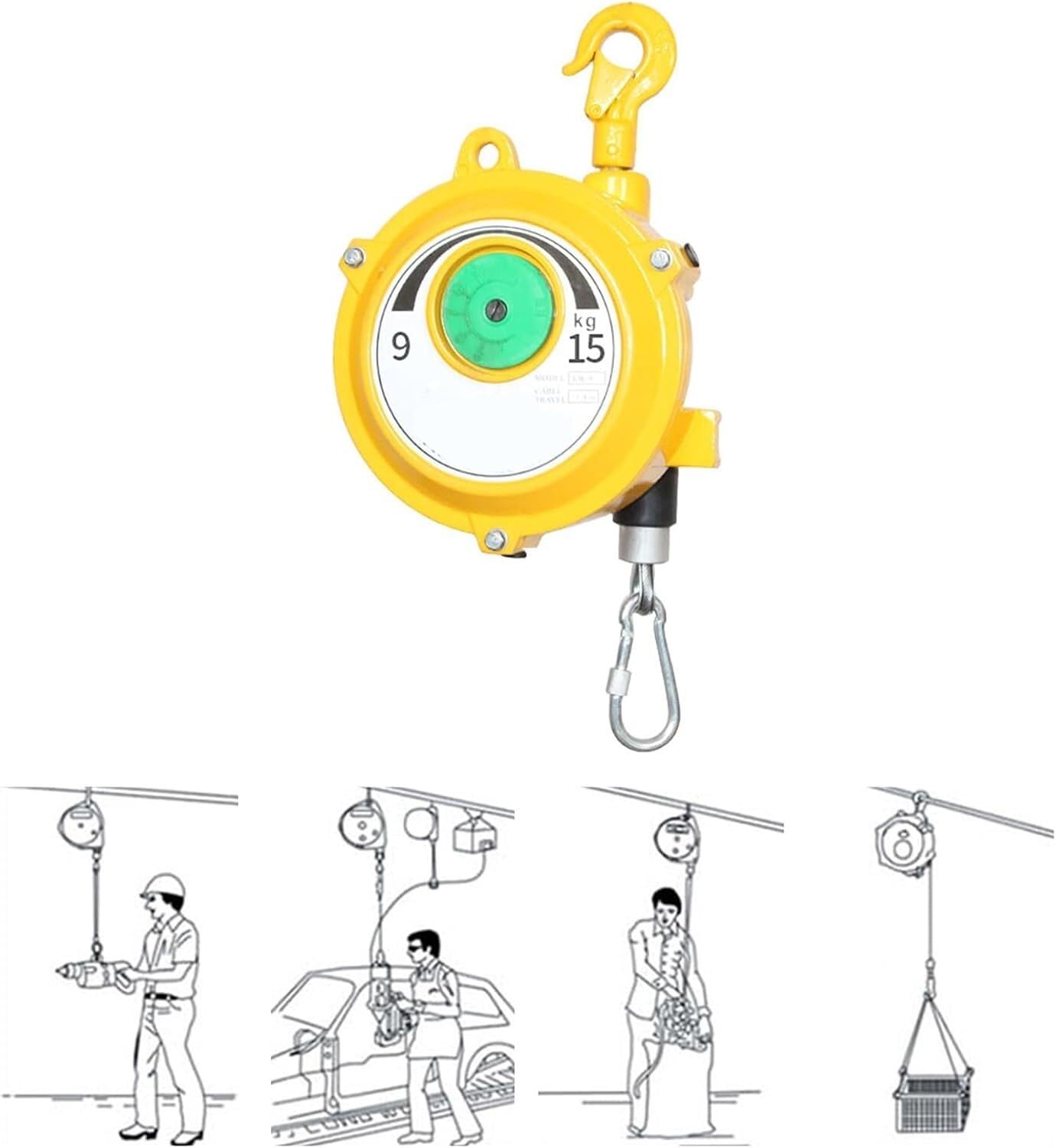 VUIKLCty Balancer Balancer With Hook And Wire Rope Hanger Spring Balancer, Multifunctional Aid (Size : 9-15kg)