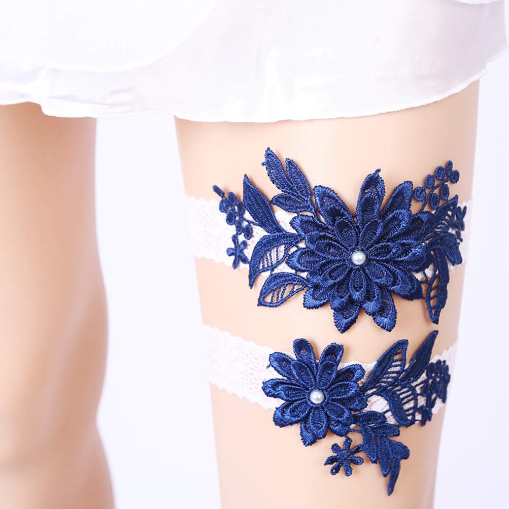 ACiyD Ceinture 1 Paire Mariage Tissu jarretière Fleur Perle Jambe Anneau Ceinture mariée Robe Accessoires