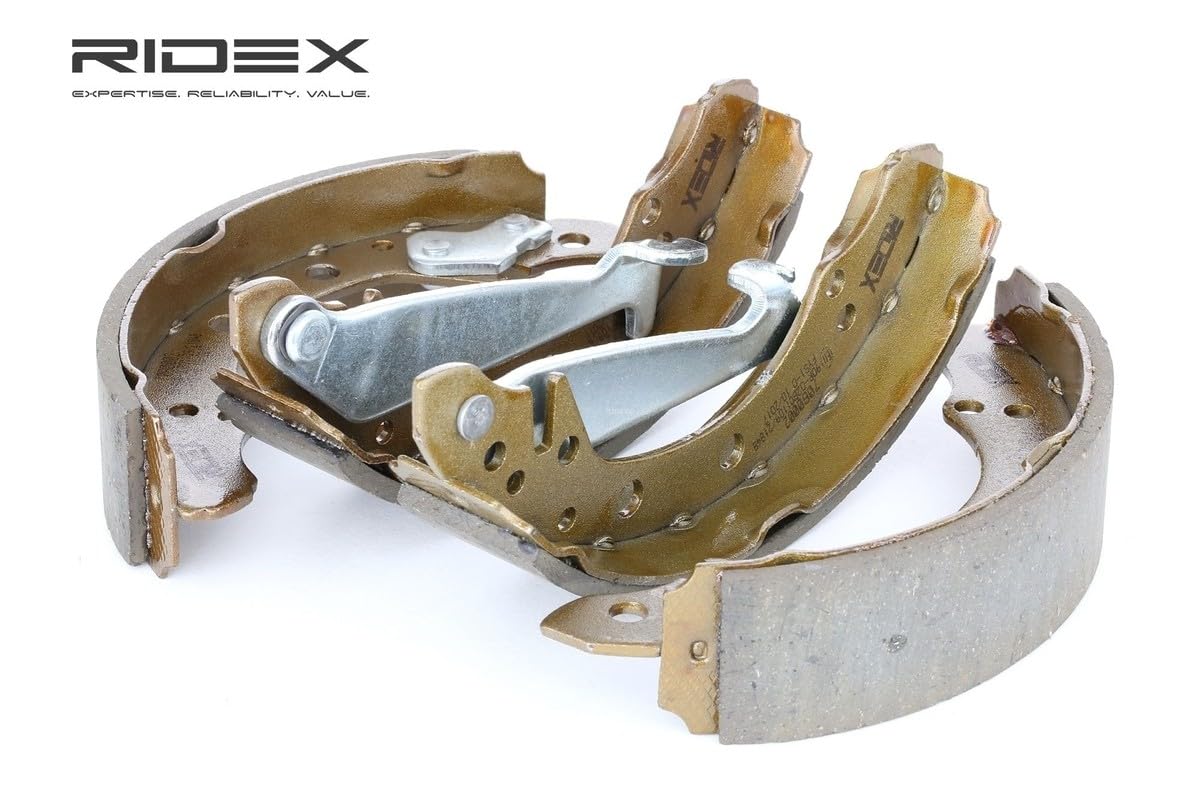 RIDEX 3859B0504 Bremsenset Trommelbremse Bremsbacken Satz mit Zubehör mit Handbremshebel Hinten Kompatibel mit VW POLO 9N Fox Schrägheck 5Z1, 5Z3, 5Z4 Polo Limousine 9A4, 9A2, 9N2, 9A6, SEAT, AUDI