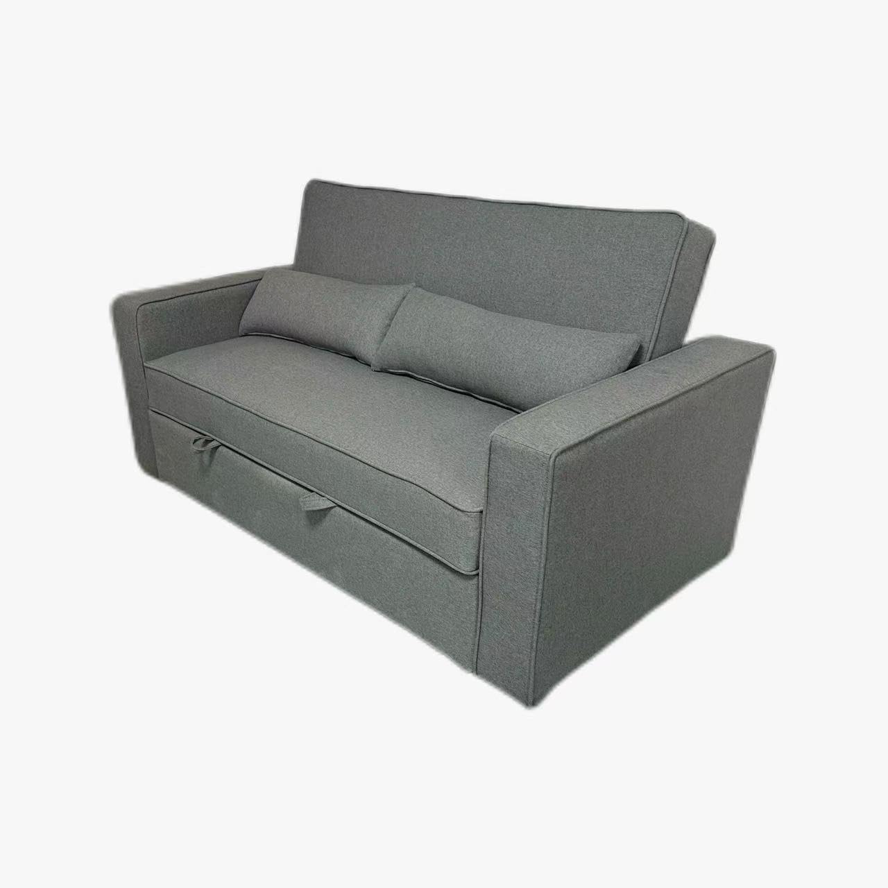 MUEBLIX.COM - Sofa Cama Almajano 2 Plazas, Sillón Cama, Cama Sofa, con Camas Extraíbles, Tejido Tela Antimanchas, Estructura Metálica y Madera, de Diseño, Color Gris