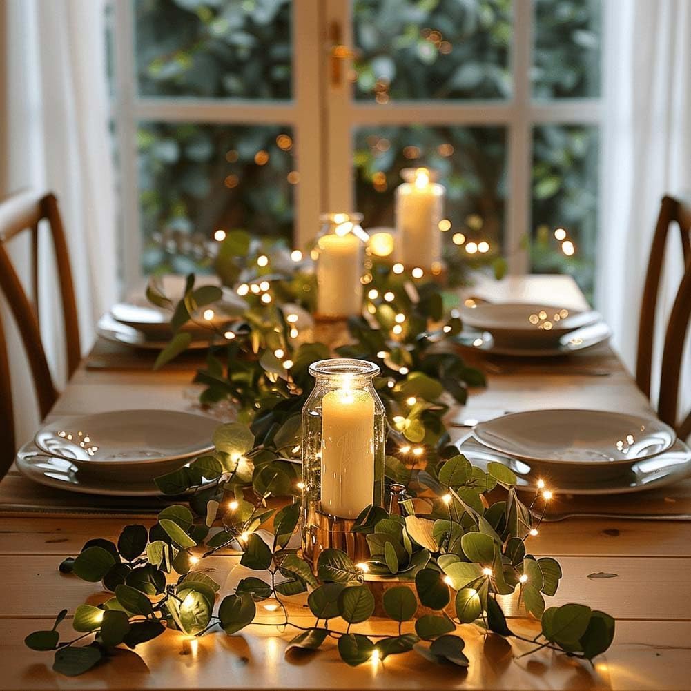 YUYQAQ Twinkling Tree Olive Vine, 6ft Fairy Light Olive Vine Garland, Faux Vine Lights Artificial Greenery Garland, Table Decor for Christmas Spring Fireplace Mantle Battery Operated