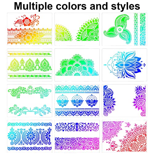 12 Pezzi Mandala Stencil per Bordi di Fiori