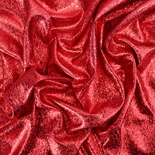 TELA LAMÉ TOPAZ DE CARNAVAL TEXTURIZADA BRILLANTE POR METROS, ANCHO 150cm (ROJO, 1 METRO)