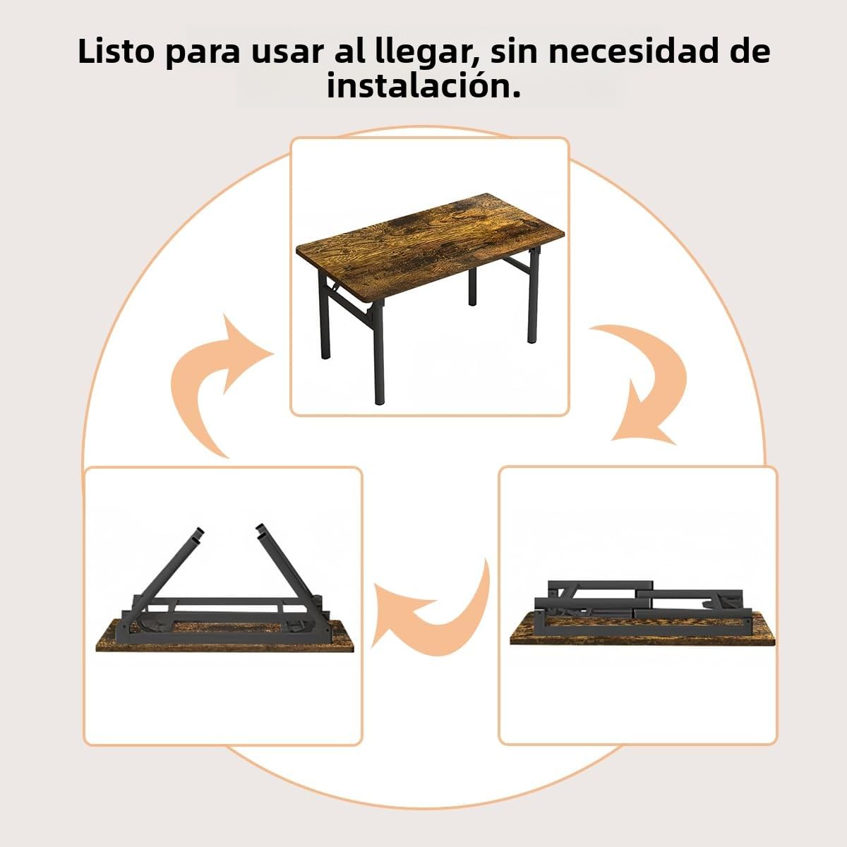 Escritorio de computadora Moderno Mesa de Trabajo sin ensamblaje, Mesa de Estudio Plegable ahorradora de Espacio para Sala de Estudio, Dormitorio, Oficina en casa