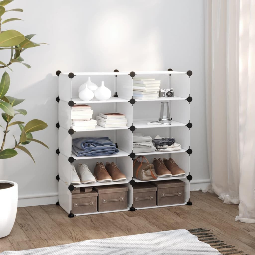 Schuhregal Transparent PP mit Stahlrahmen 84x32x88,5 cm, stapelbar und geschlossen, Schuhablage Organizer für Flur, Diele, Schlafzimmer, Garderobe, platzsparende Aufbewahrung