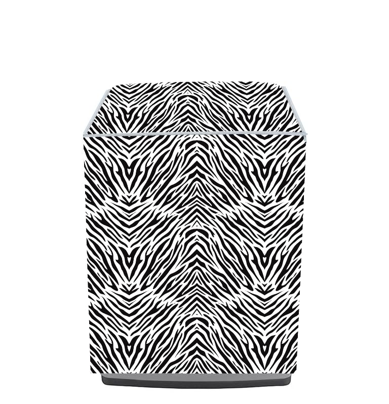Image of Fully Automatic Top Load Washing Machine Cover Suitable For Samsung, Lg, Godrej, Whirlpool 6.5Kg, 7Kg, 7.5Kg, 8Kg, 9Kg, 10Kg, 11Kg (58Dx60Wx94H), Waterproof Cover, Zebra Black.