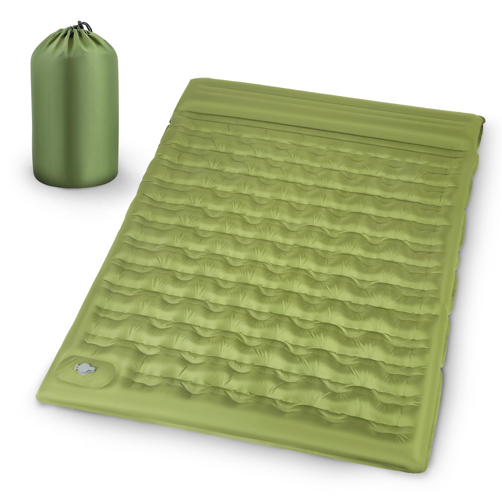 colchoneta camping 2 persona,15cm extra grueso colchón hinchable,190*140*15cm colchon camping con almohadas bomba de pie incorporada,colchón autoinflable ultraligero para exteriores máx 250KG