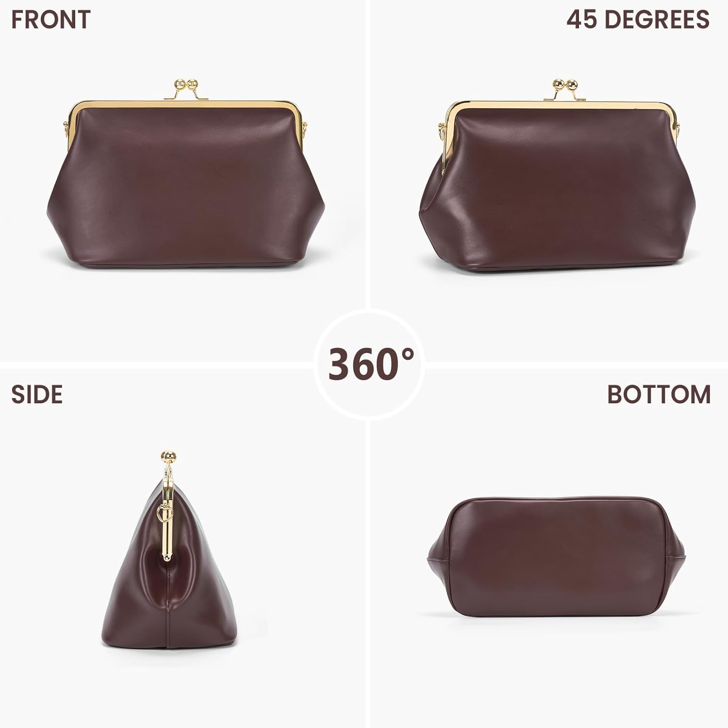 Women's Kiss Lock Crossbody Bag PU Medium Handbags Kiss Clasp Crossbody Shoulder Bags Tote Purse Messenger Handbag - Image 3