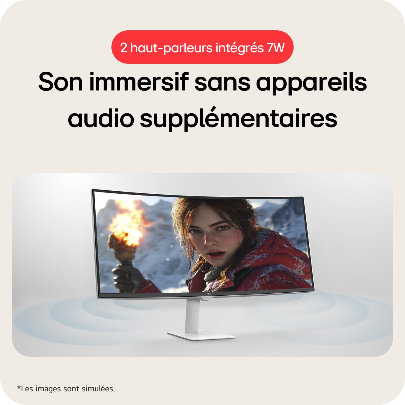 LG Smart Monitor 34U601SA-W 34 Pouces incurvé - Dalle VA résolution QHD (3440 x 1440), 5ms GtG 100Hz, HDR 10, sRGB 99% (CIE1931), inclinable