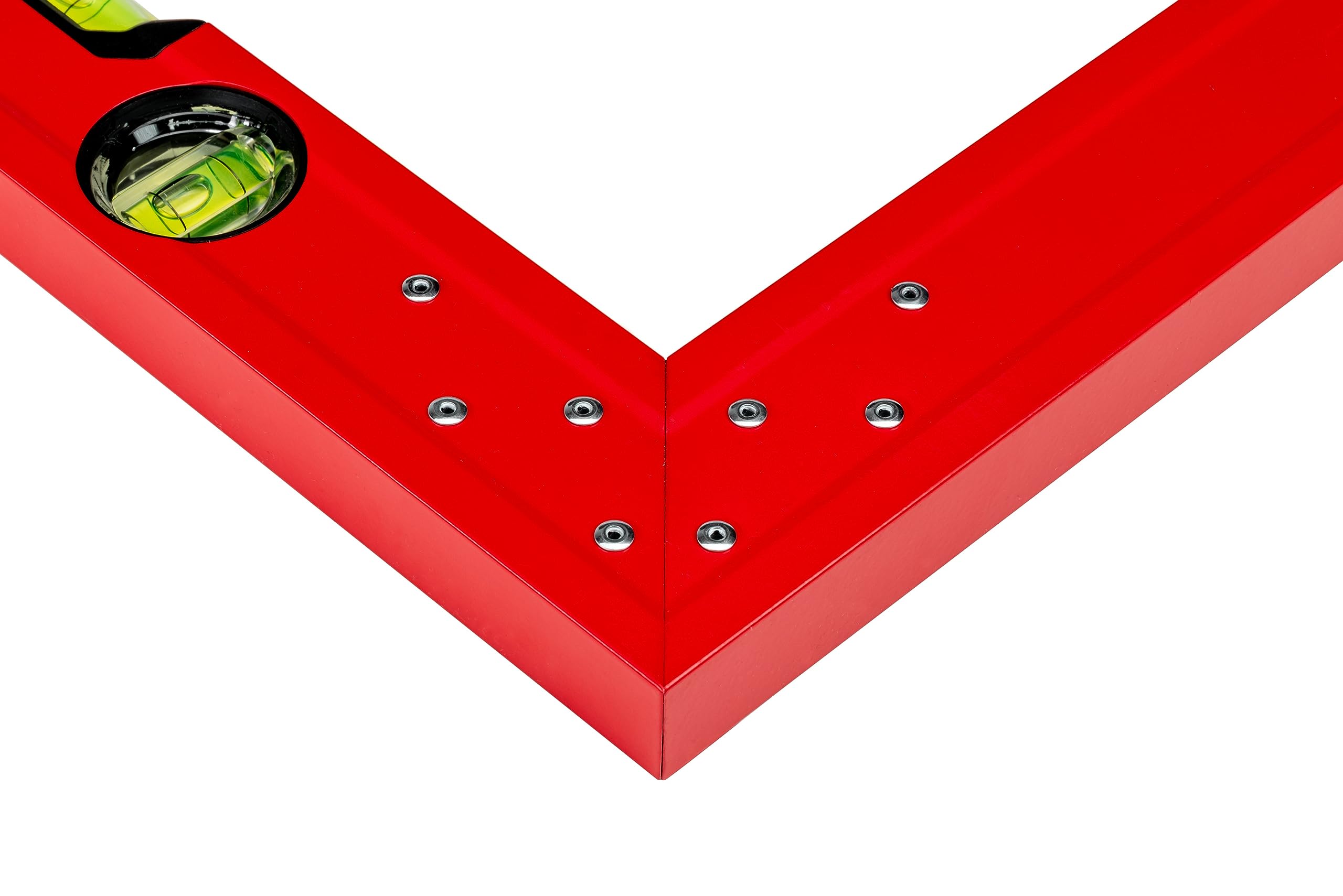 PRO Angolo di arresto in alluminio con visualizzazione verticale e orizzontale - Durezza 9 sulla scala Mohs - Angolo di controllo - Squadra da falegname - Angolo di costruzione - Rosso 50X100cm