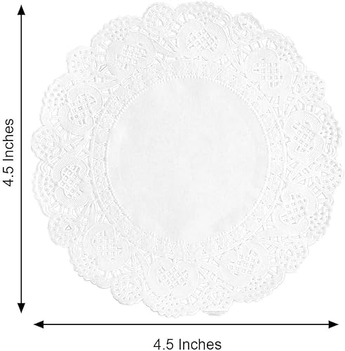 Miniatura 3 de Efavormart - Juego de 100 manteles individuales redondos de papel blanco con encaje de grado alimenticio, 4 pulgadas