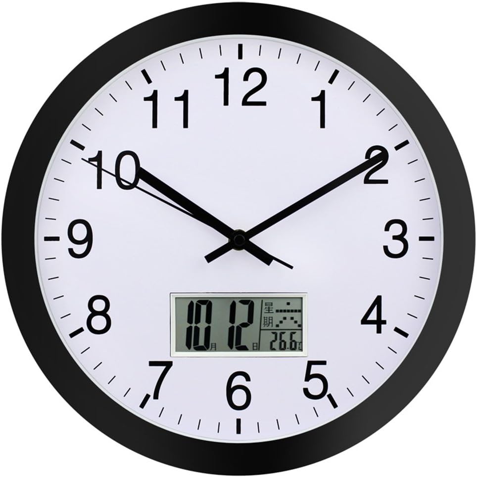 Wall Clock 12 Inches Silent Nonticking W/Aluminum Frame