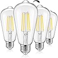 Vintage LED Dimmable Edison Light Bulbs 100W Incandescent Equivalent, 8W 1200Lumens, E26 Base LED Filament Bulb, 5000K Daylight White, ST64/ST21 Antique Clear Glass for Home, Reading, Bathroom, 4-Pack