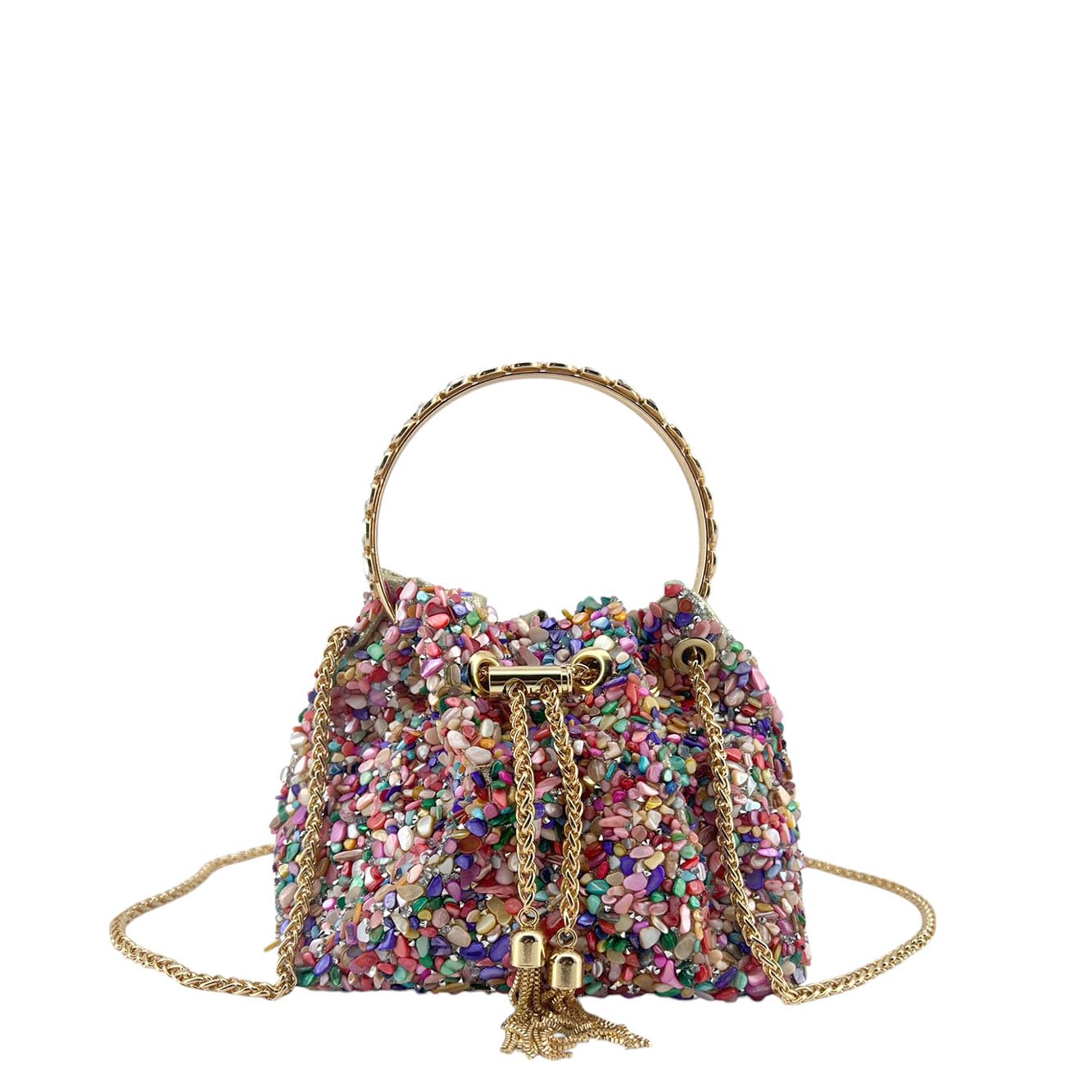 MODELISA - Bolso De Noche Adornado Con Piedras Multicolores Cadena De Hombro Boda Noche Evento Mujer