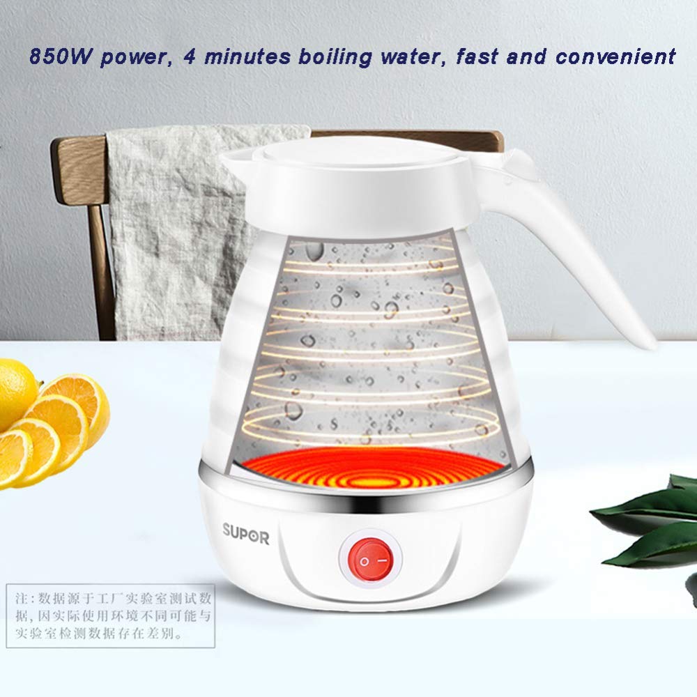 Bouilloire À Eau Chaude Bouilloire Électrique Pliable, Bouilloire À Ébullition Rapide 850W, Mini Bouilloire de Voyage Portable, Tension Globale Applicable 0,6L