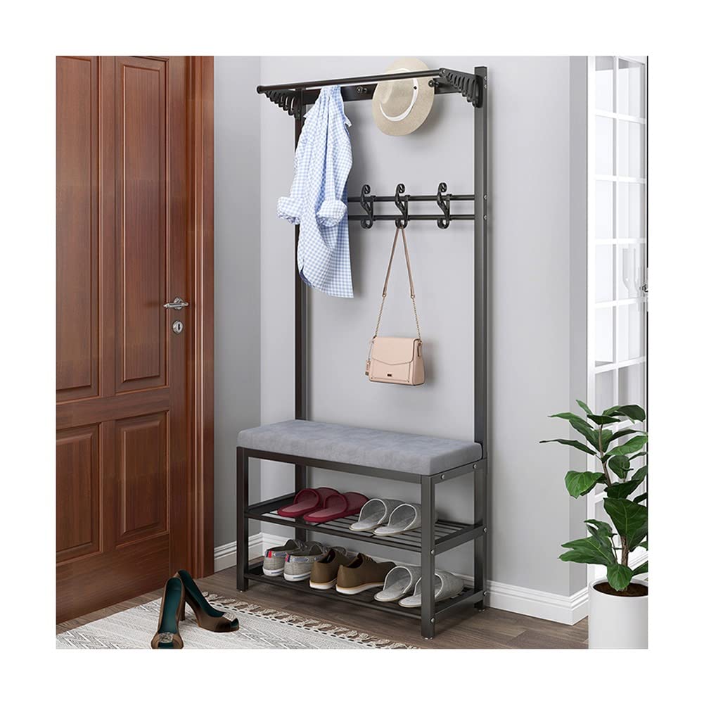 Garment Rail Exquisite Clothes Rail Rack Entryway Coat Rack Shoe Bench With Storage Bench Rustic Mudroom Bench With