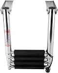 Stainless Steel 4 Step Telescoping Boat Ladder, Drop Down Boarding Ladder with Retaining Strap for Boat Yacht Marine