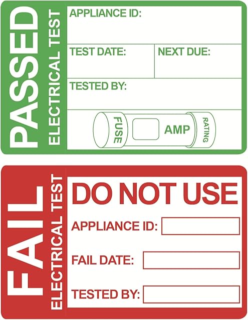 1x1.6 inch 200 PCS Pass PAT Testing Labels with 20 PCS Fail Appliance Testing Labels (UKERGOU-ET-02), Green,Red