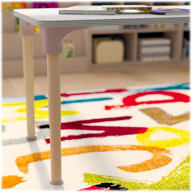 Flash Furniture Bright Beginnings Hercules Rectangular Table, 47-inch x 24-inch, Height Adjustable, White/Beech (MK-ME088026-GG)