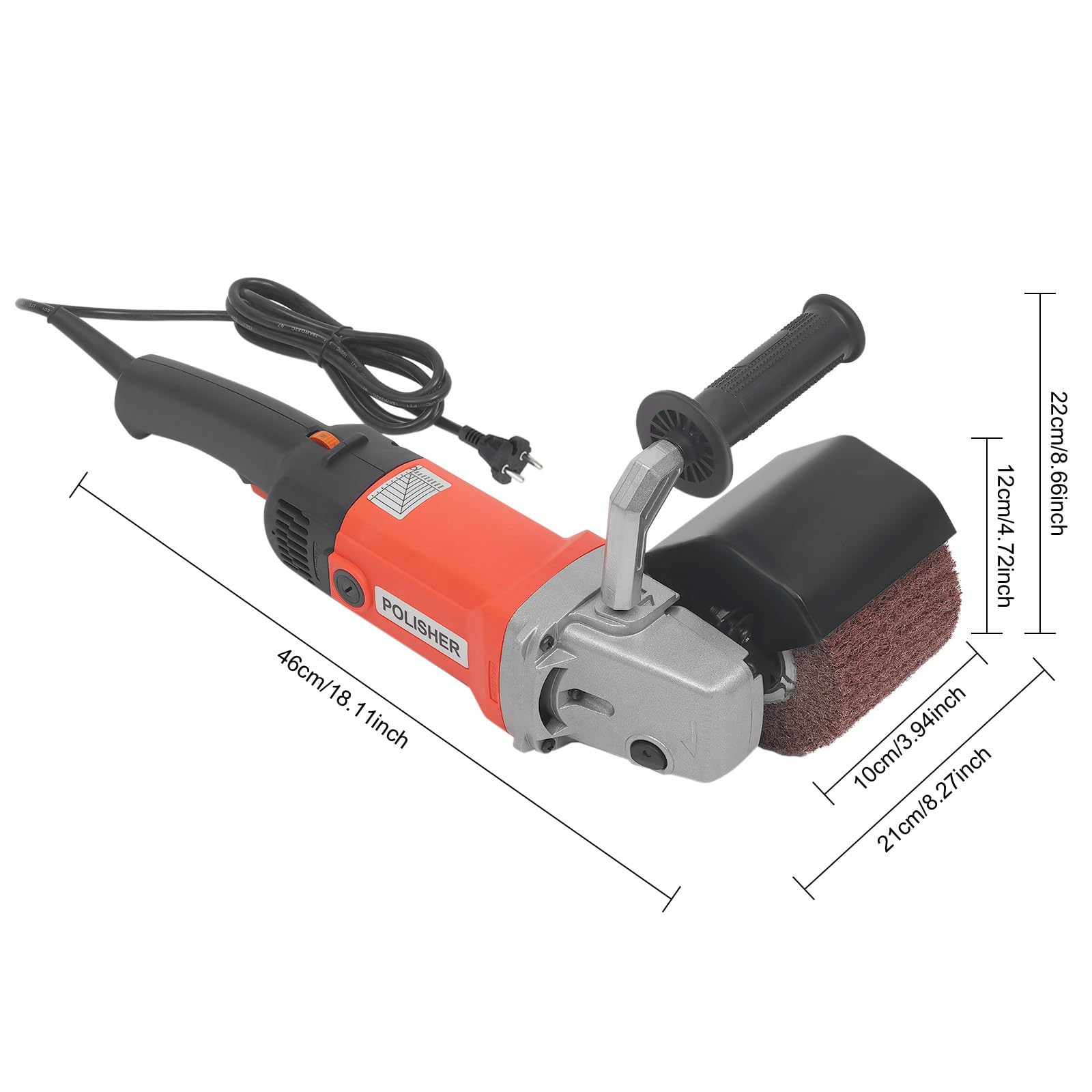 Ponceuse À Rouleau 1400 W - Ponceuse À Brosse - Polisseuse - 8 Vitesses Réglables - Pour Bois, Métal, Acier Inoxydable, Sols, Pierre, Carrelage, Plastique, Surfaces Peintes