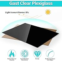 Vista 4 de Geetery 3 piezas de hojas acrílicas negras, panel rectangular fundido opaco con papel protector, fácil de cortar, panel de plástico, tablero