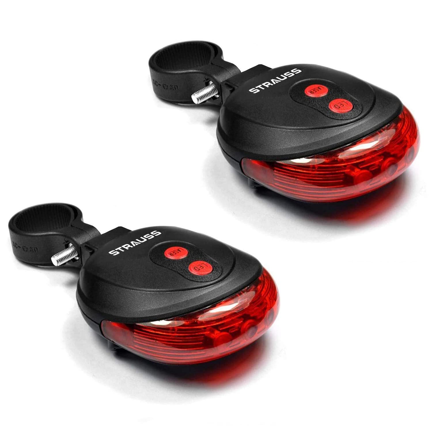 Strauss Bicycle Flash Tail Light with Laser | Waterproof 7 Light Modes | High Visibility for Night Riding | Rear LED Light (Pack of 2)-image-19
