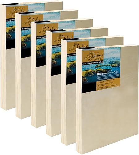 Da Vinci Pro Pintura de madera de abedul Panel de 78 pulgadas (individual) 8 x 8 pulgadas, paquete de 6